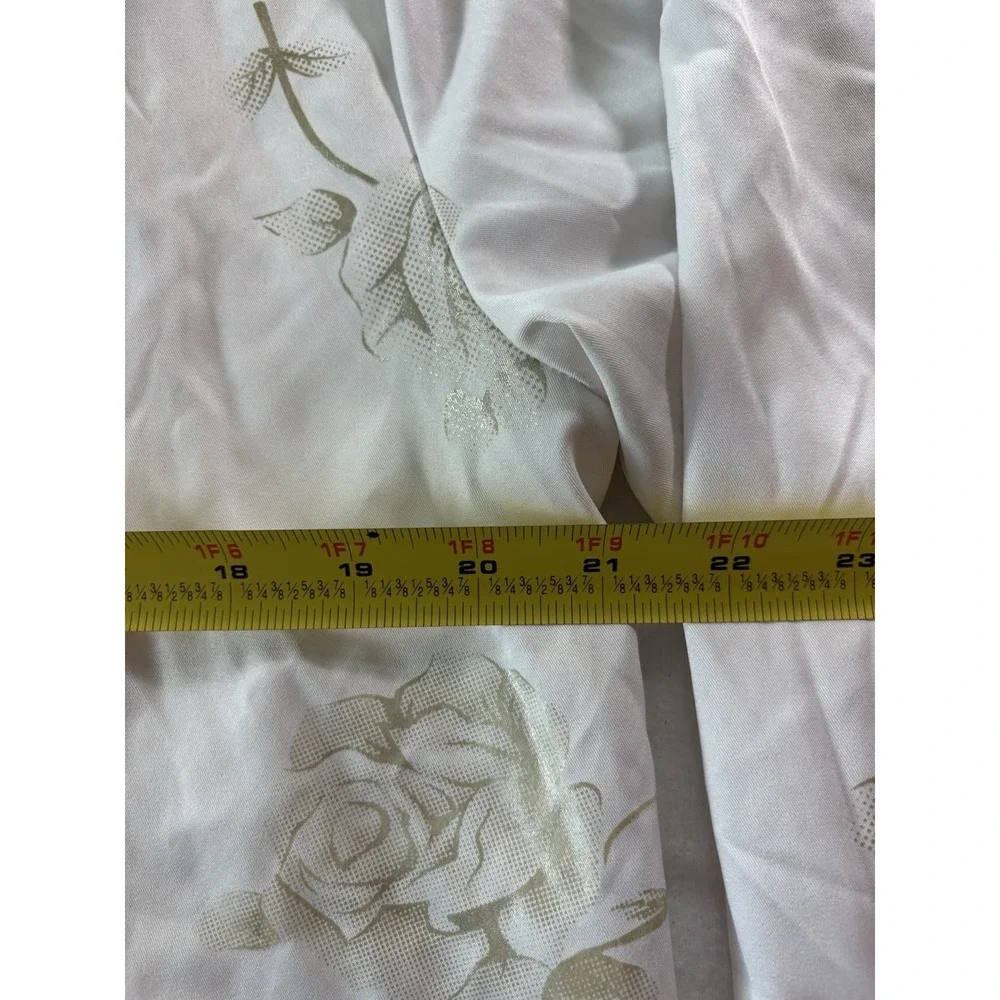Western White Button Up‎ Shirt With Gold Roses Print Long Sleeve Cowboy Rodeo